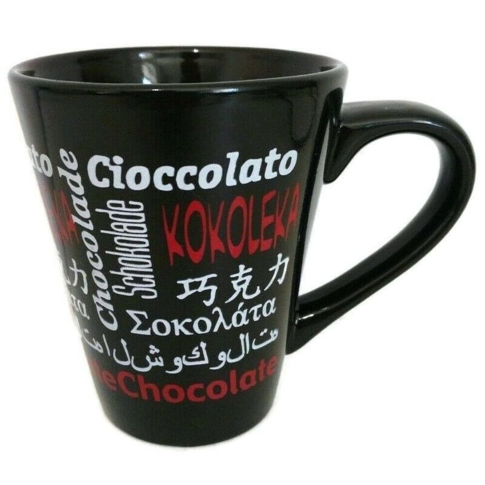 World Chocolate‎ Lovers Mug Black Foreign Language Word Art Coffee Cup Gift